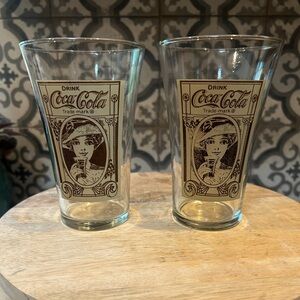 1980s Vintage Coca-Cola "The Archives" 16oz flair glasses-Victorian Lady design